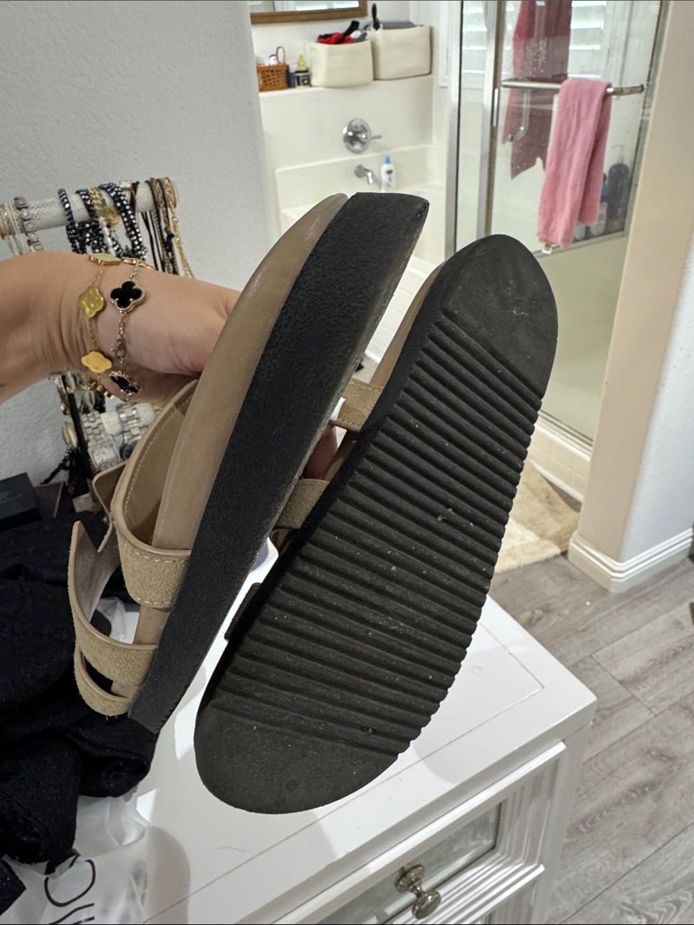 Steve Madden Olive Tan Suede Double-Strap Slide Sandals US - Picture 4 of 4